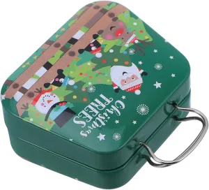 Unomor Handbag Style Christmas Candy Box Cookie Storage Tin Metal with Lid Festive Decor for Holiday Gatherings