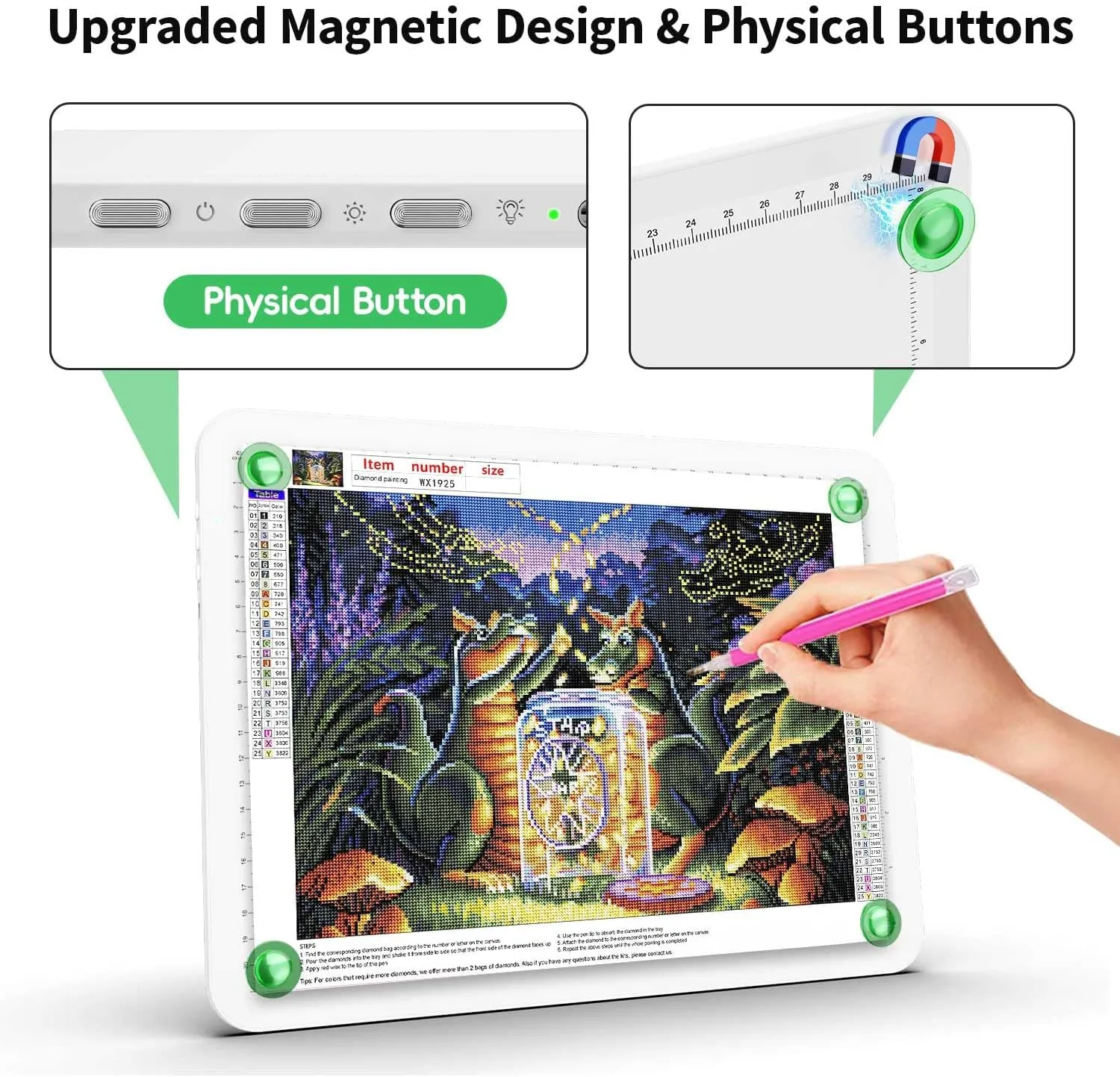 Up To 9000Lux Super Bright A4 Light Pad With Bag,Rechargeable light box with 4000mAH Lithium Battery for Cricut Weeding Vinyl Tool,Magnet light box for tracing,Diamond Painting,Sketching,Tattoo(White)
