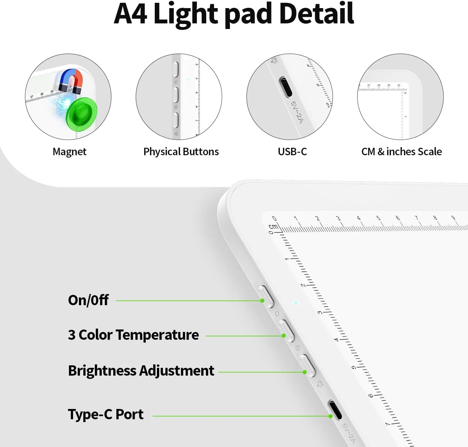 Up To 9000Lux Super Bright A4 Light Pad With Bag,Rechargeable light box with 4000mAH Lithium Battery for Cricut Weeding Vinyl Tool,Magnet light box for tracing,Diamond Painting,Sketching,Tattoo(White)
