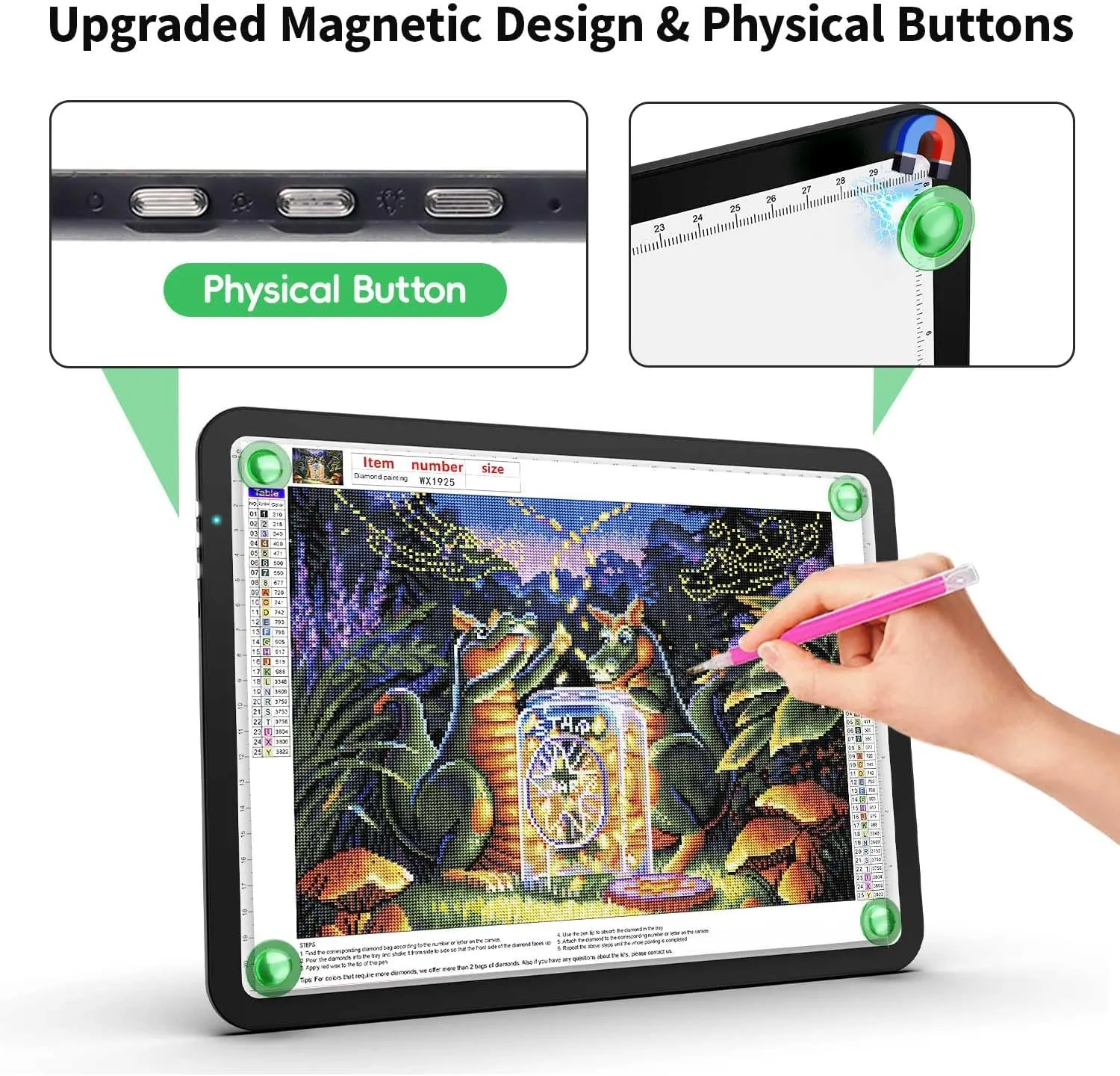 Up To 9000Lux Super Bright A4 Light Pad,Rechargeable light box with 4000mAH Lithium Battery for Cricut Weeding Vinyl Tool,Magnet light box for tracing,light board for Diamond Painting,Sketching,Tattoo