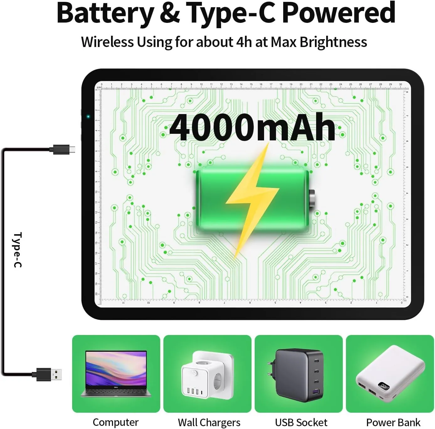 Up To 9000Lux Super Bright A4 Light Pad,Rechargeable light box with 4000mAH Lithium Battery for Cricut Weeding Vinyl Tool,Magnet light box for tracing,light board for Diamond Painting,Sketching,Tattoo