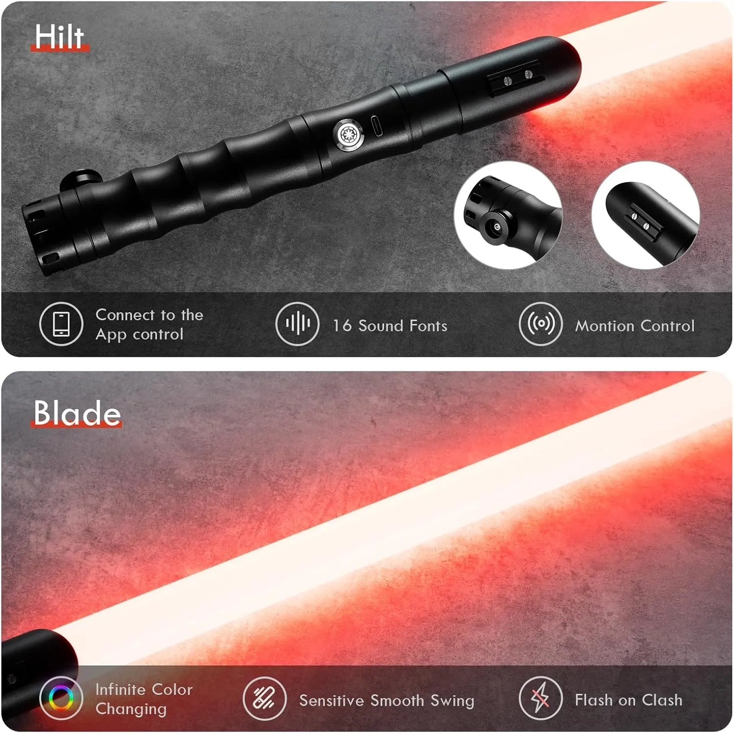 Upgrade XRGB 3.0 Smooth Swing Motion Control Light Saber, 16 Sound Fonts with 16 RGB Solid and Infinite Color Changing, Rechargeable Metal Hilt for Adults