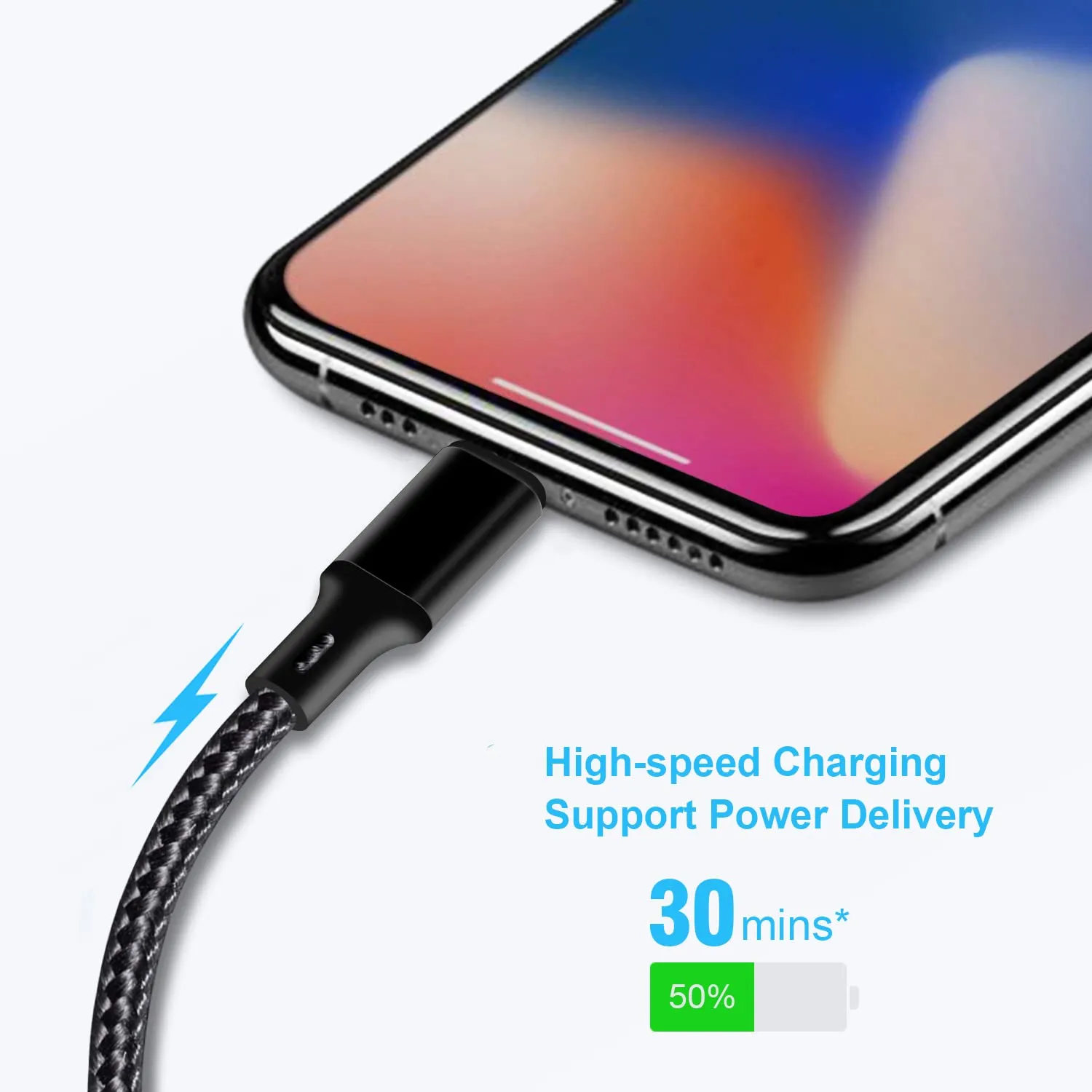 USB C to Lightning Cable 5 Pack 3/3/6/6/10FT iPhone Charger Apple MFi Certified Power Delivery Fast Charging Cord Compatible with iPhone 14/13/12/11/XS/XR/X/8 - Black