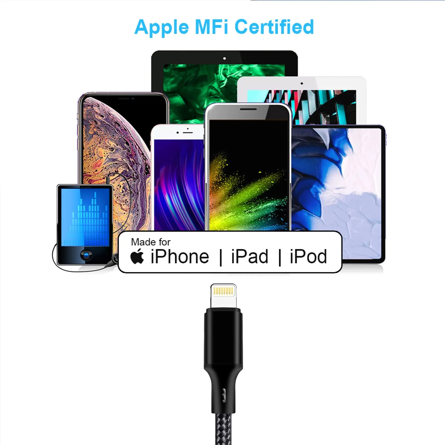 USB C to Lightning Cable 5 Pack 3/3/6/6/10FT iPhone Charger Apple MFi Certified Power Delivery Fast Charging Cord Compatible with iPhone 14/13/12/11/XS/XR/X/8 - Black