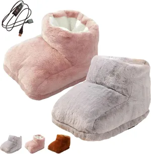 USB Foot Warmer,Car Foot Warmer,Rechargeable Heated Slippers, Cordless Electric Heated Foot Warmer Under Desk,3-Level Heated Foot Warmer for Women,Winter Cover Feet Heating Pads for Bedroom(Gray Pink)