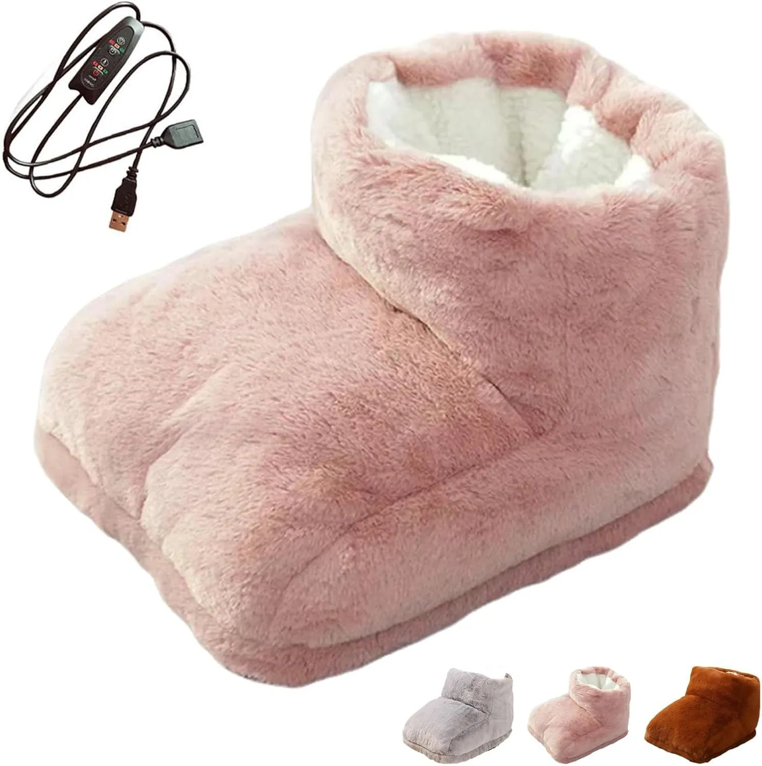 USB Foot Warmer,Car Foot Warmer,Rechargeable Heated Slippers, Cordless Electric Heated Foot Warmer Under Desk,3-Level Heated Foot Warmer for Women,Winter Cover Feet Heating Pads for Bedroom(Pink)