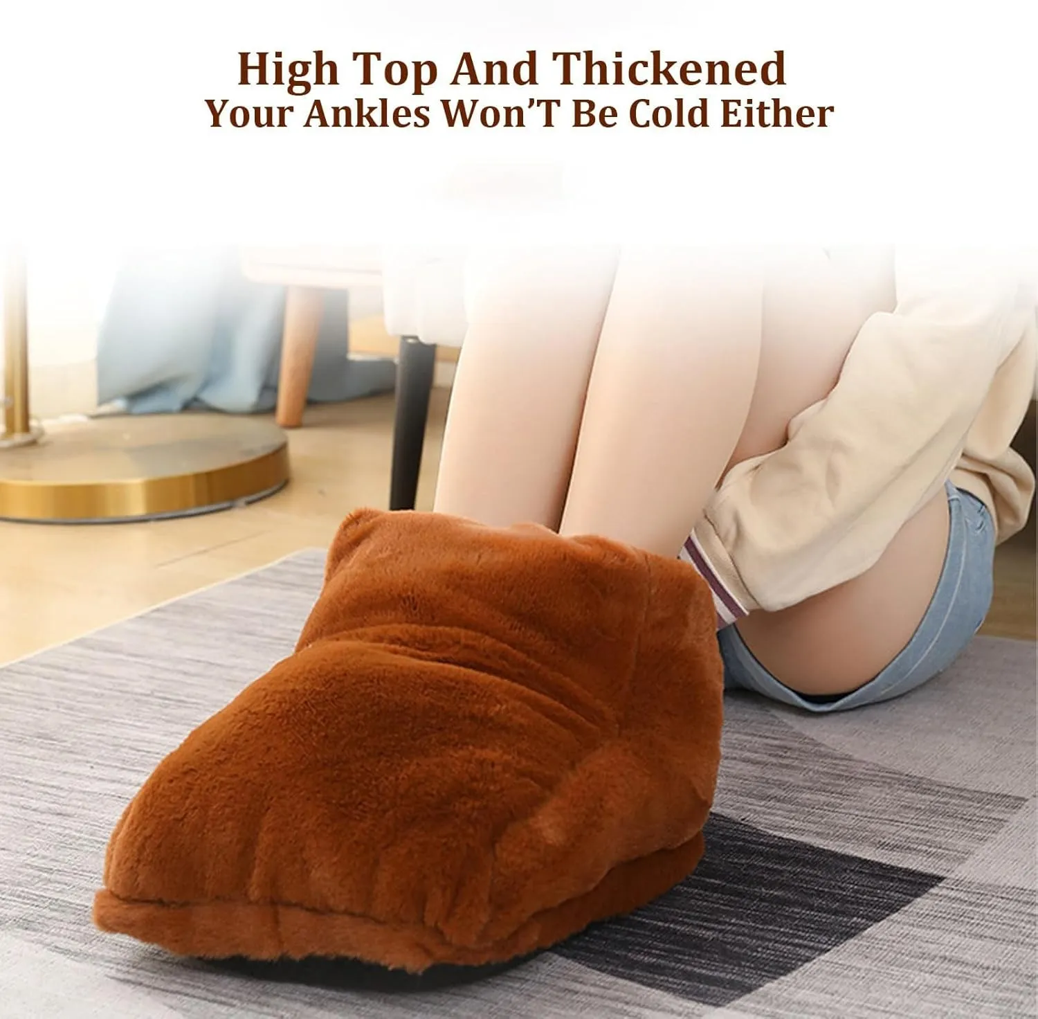 USB Foot Warmer,Car Foot Warmer,Rechargeable Heated Slippers, Cordless Electric Heated Foot Warmer Under Desk,3-Level Heated Foot Warmer for Women,Winter Cover Feet Heating Pads for Bedroom(Pink)