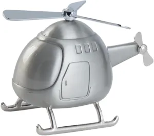 Vaguelly Mini Silver Piggy Bank Helicopter Design Coin Organizer for Kids Savings Box for Home
