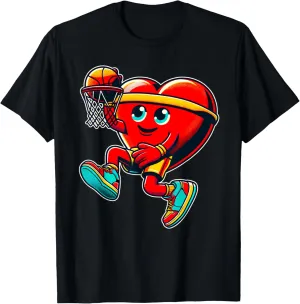 Valentine's Day Retro Heart Basketball Player Slam Dunk T-Shirt