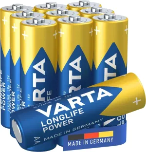 Varta Longlife Power AA Alkaline Batteries LR6 - Pack of 10 - Packaging May Vary