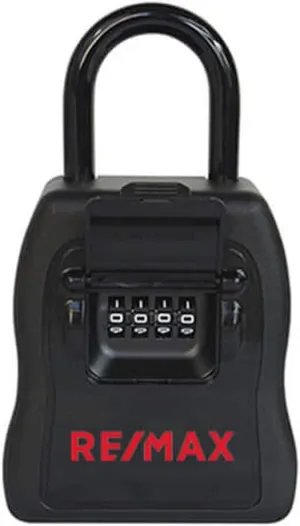 VaultLOCKS 5000 Lock Box, Branded with RE/MAX Logo, Portable, Resettable Code, 4-Digit Numeric Combination, Branded Lockbox, Holds Multiple Keys or Key Cards, Weather Cover, Rubber Bumper Protection