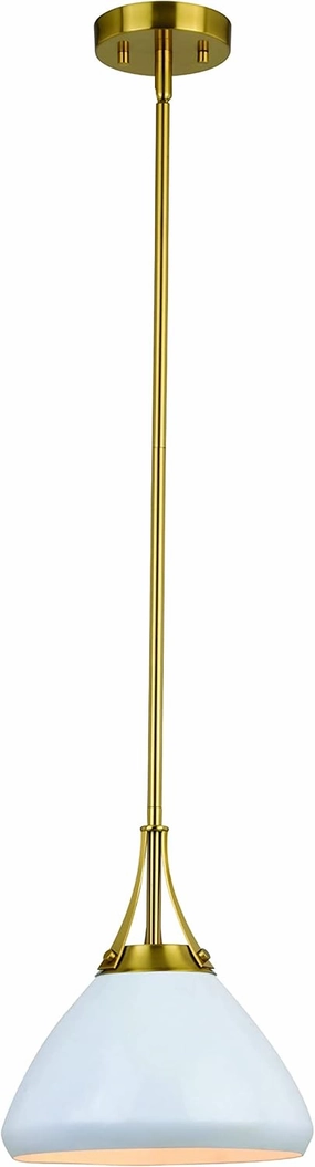 VAXCEL Dayna 1L White and Brass Contemporary Pendant Light with Metal Shade
