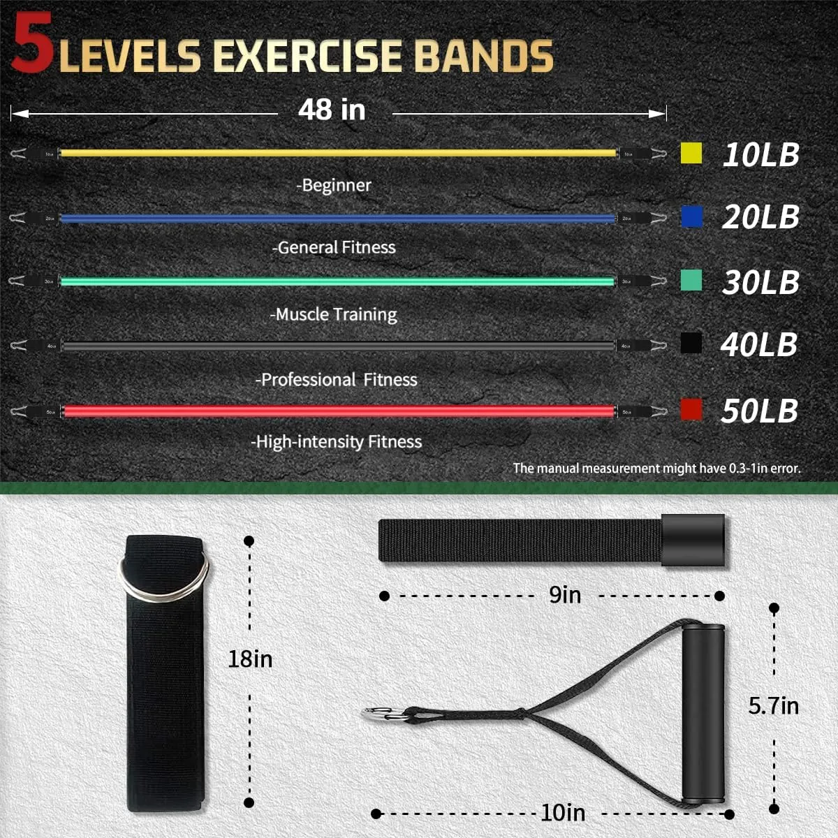 VEICK Resistance Bands, Exercise Bands, Workout Bands Set for Working Out with Handles for Men Women, Elastic Exercising Bands for Fitness Weights Work Out at Home Gym