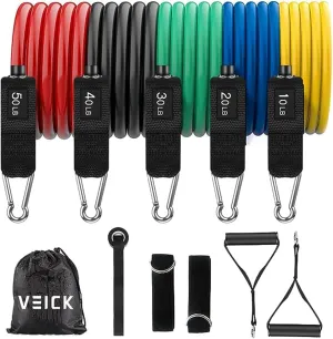 VEICK Resistance Bands, Exercise Bands, Workout Bands Set for Working Out with Handles for Men Women, Elastic Exercising Bands for Fitness Weights Work Out at Home Gym