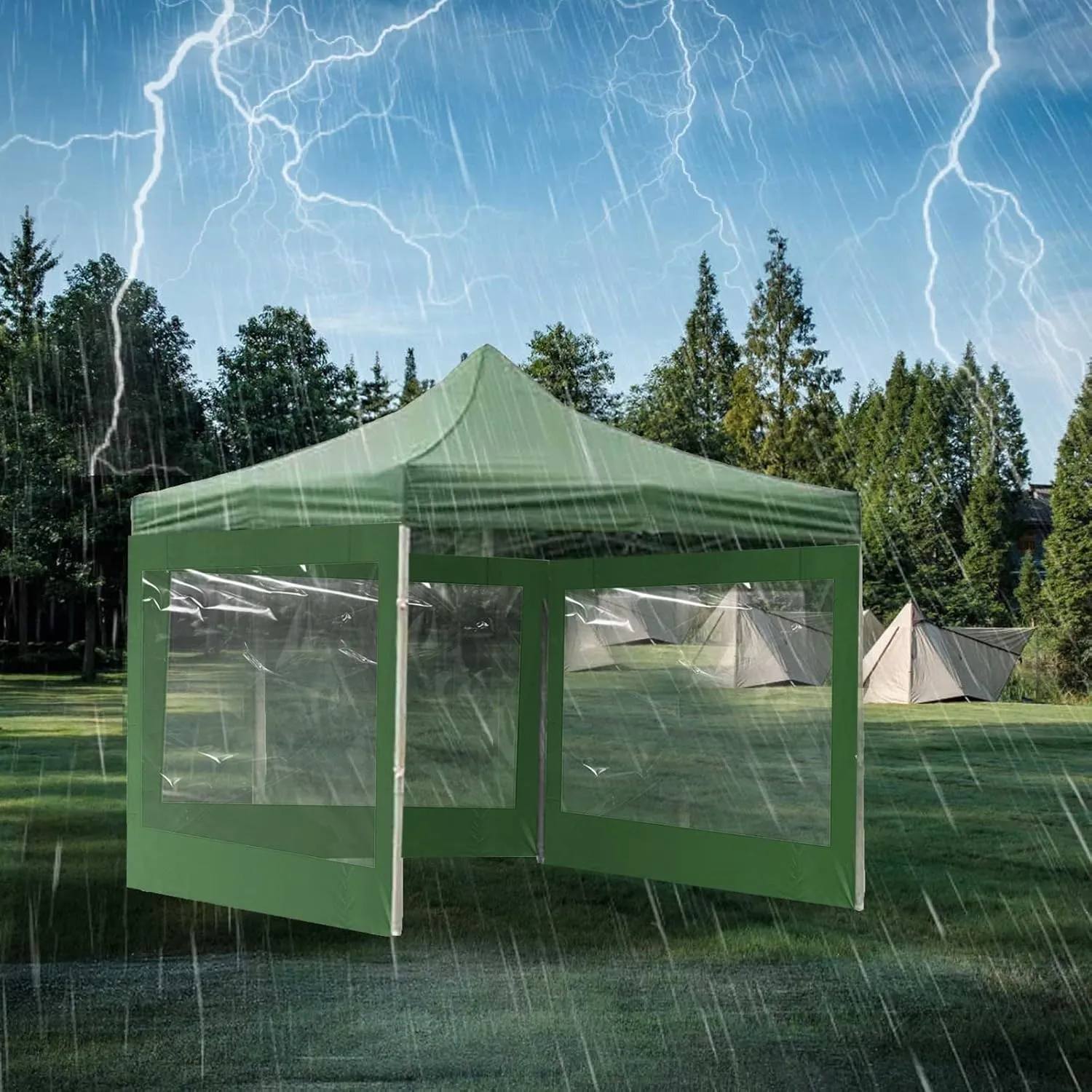 VESNIBA Canopy Tent Sun Shelter,Portable Popup Screened Easy up Outdoor Screen House Shelter, Camping Sun with Transparent Window, Water Proof Rainproof Cloth Portable Beach Umbrella (Green, One Size)