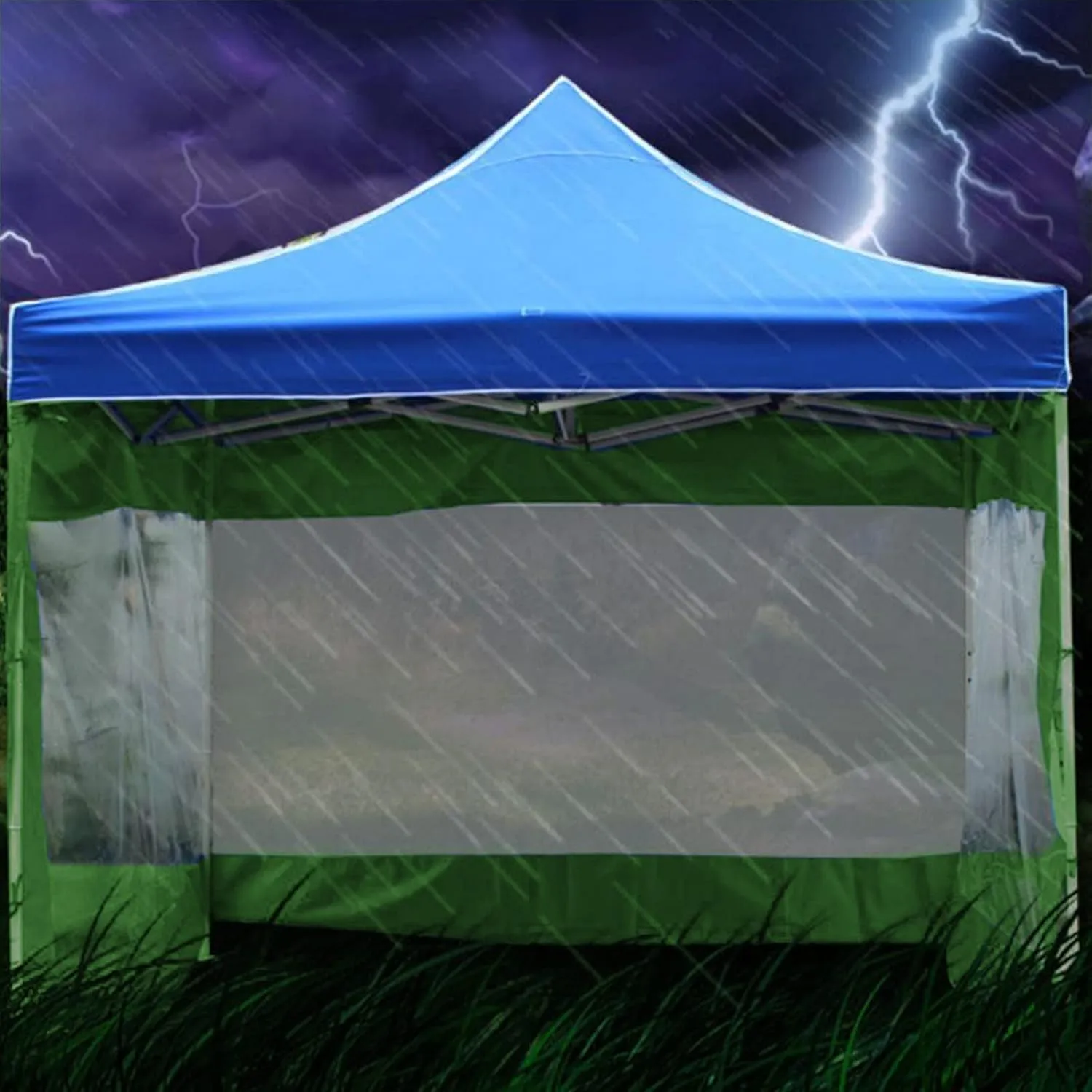VESNIBA Canopy Tent Sun Shelter,Portable Popup Screened Easy up Outdoor Screen House Shelter, Camping Sun with Transparent Window, Water Proof Rainproof Cloth Portable Beach Umbrella (Green, One Size)