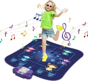 VEVOR Dance Mat, 6-Button Dance Mixer Rhythm Step Play Mat, Electronic Dance Pad with Wireless Bluetooth, LED Lights, 5 Game Modes, Adjustable Volume, Built-in Music, Toys Gifts for 3  Year Old Girls