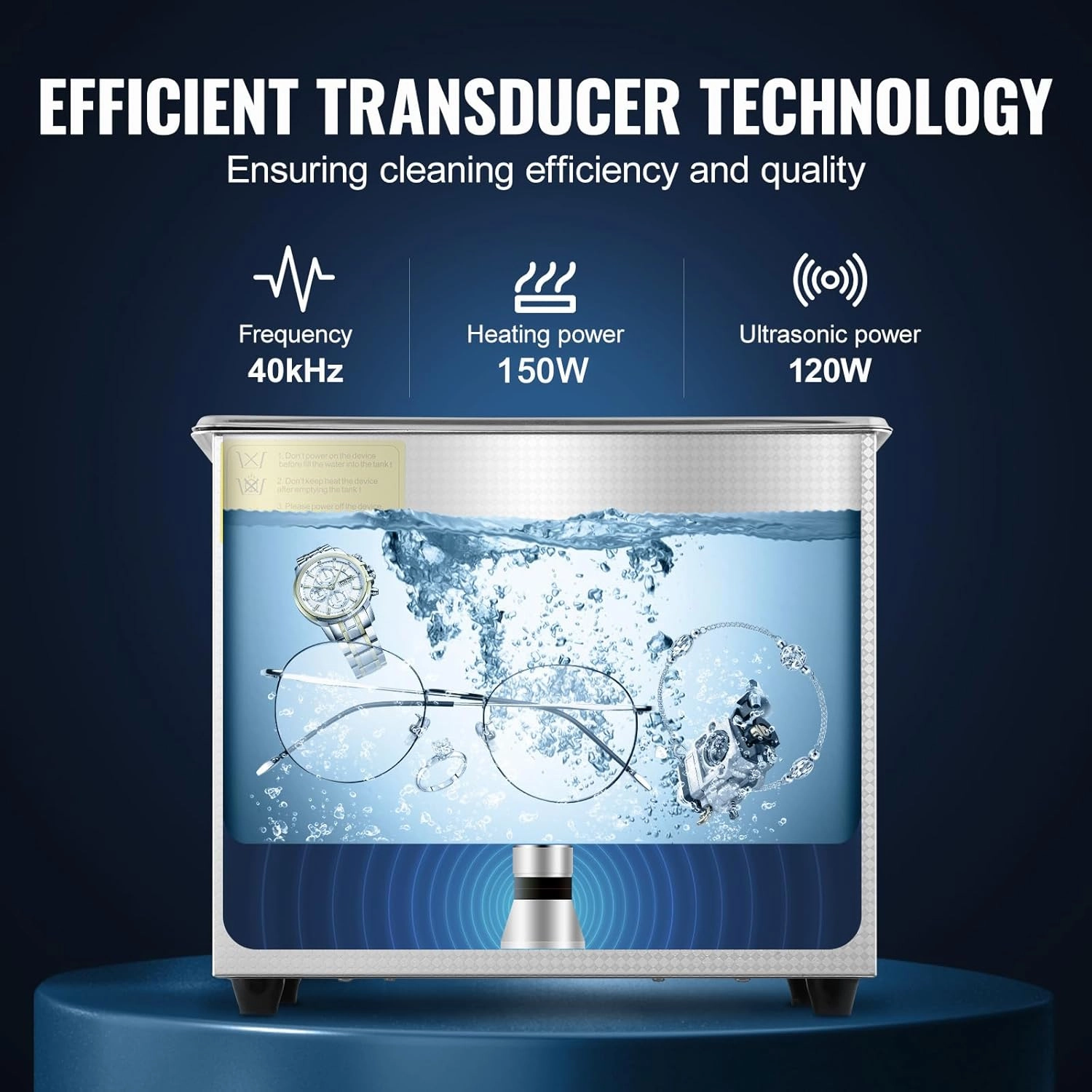 VEVOR Ultrasonic Cleaner with Digital Timer & Heater, Professional Ultra Sonic Jewelry Cleaner, Stainless Steel Heated Cleaning Machine for Glasses Watch Rings Small Parts Circuit Board (3L)