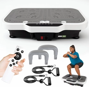 Vibration Plate Exercise Machine, 8000 Vibrations/min Adjustable Fitness Platform, 400 Lbs Capacity Whole Body Workout Extra Large Size Platform with Bluetooth for Weight Loss, Women & Men