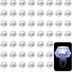 Vicenpal 50 Pack Flashing LED Light up Rings Operation Christmas Bachelorette Party Decorations Plastic Glow Toy Rings for Bridal Shower Game Wedding Birthday Halloween Party Favors