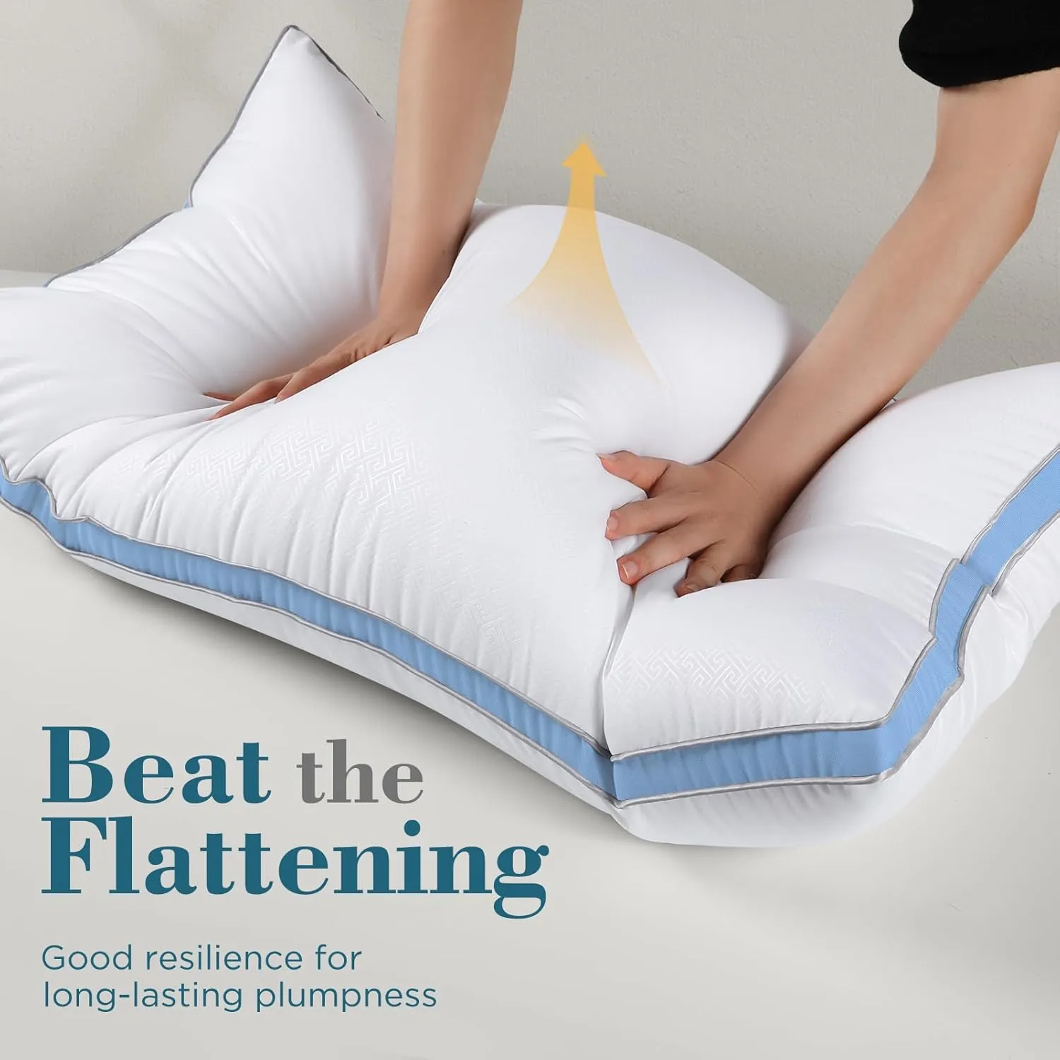 viewstar Bed Pillows Standard Size Set of 2, Hotel Cooling Down Alternative Gusseted Pillows for Side, Back, or Stomach Sleepers, Light Blue