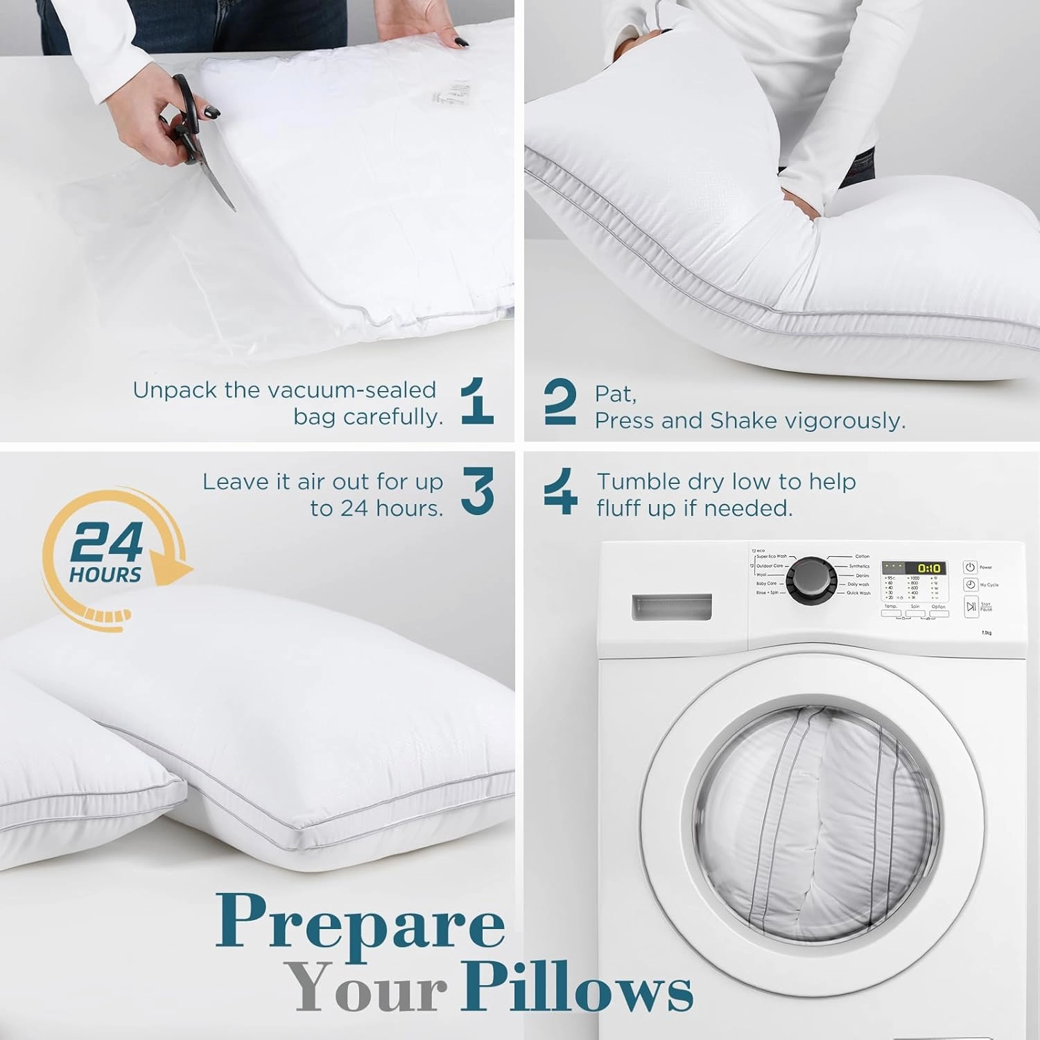 viewstar Pillows Queen Size Set of 2, Hotel Quality, Down Alternative Gusseted Bed Pillows for Side, Back, or Stomach Sleepers, White