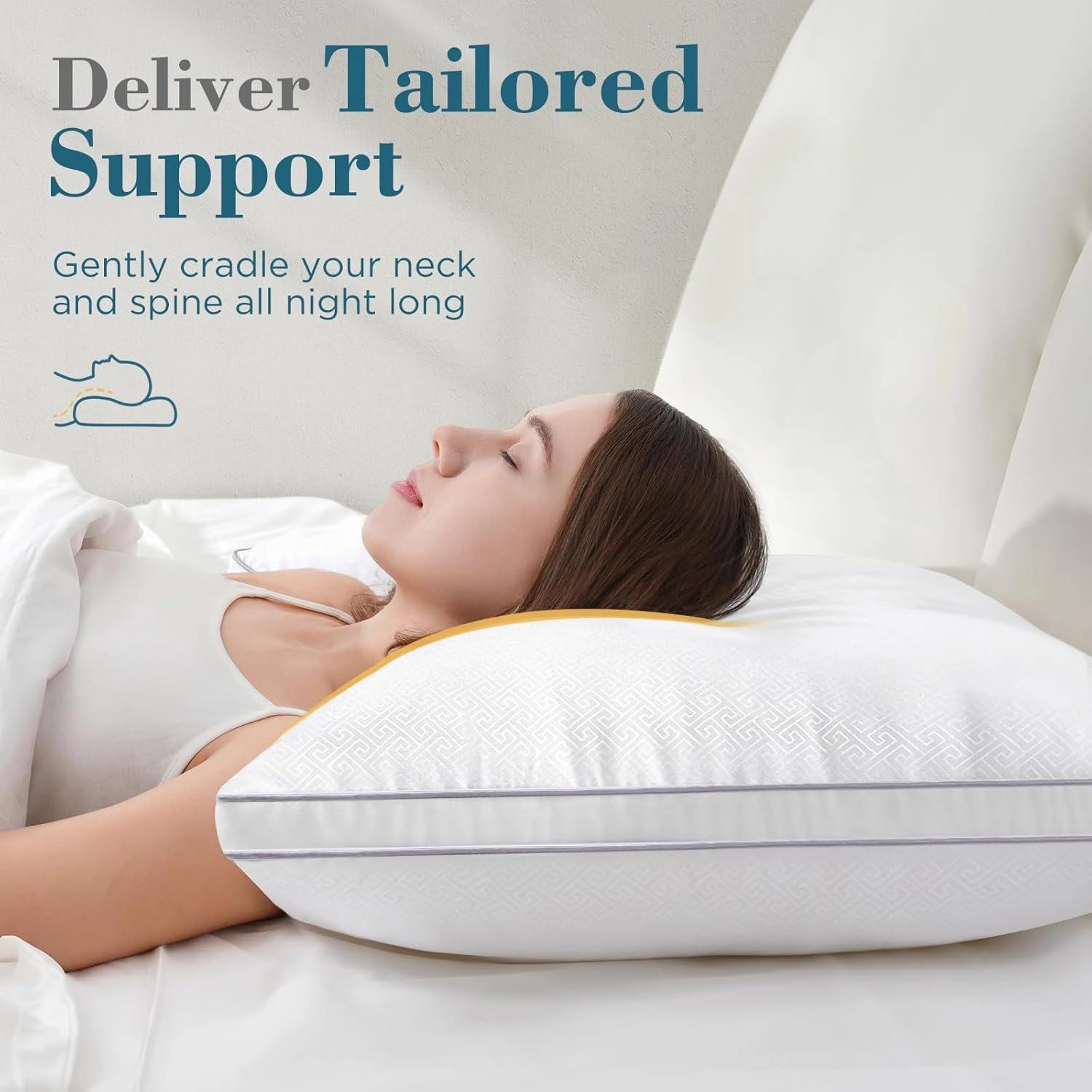 viewstar Pillows Queen Size Set of 2, Hotel Quality, Down Alternative Gusseted Bed Pillows for Side, Back, or Stomach Sleepers, White