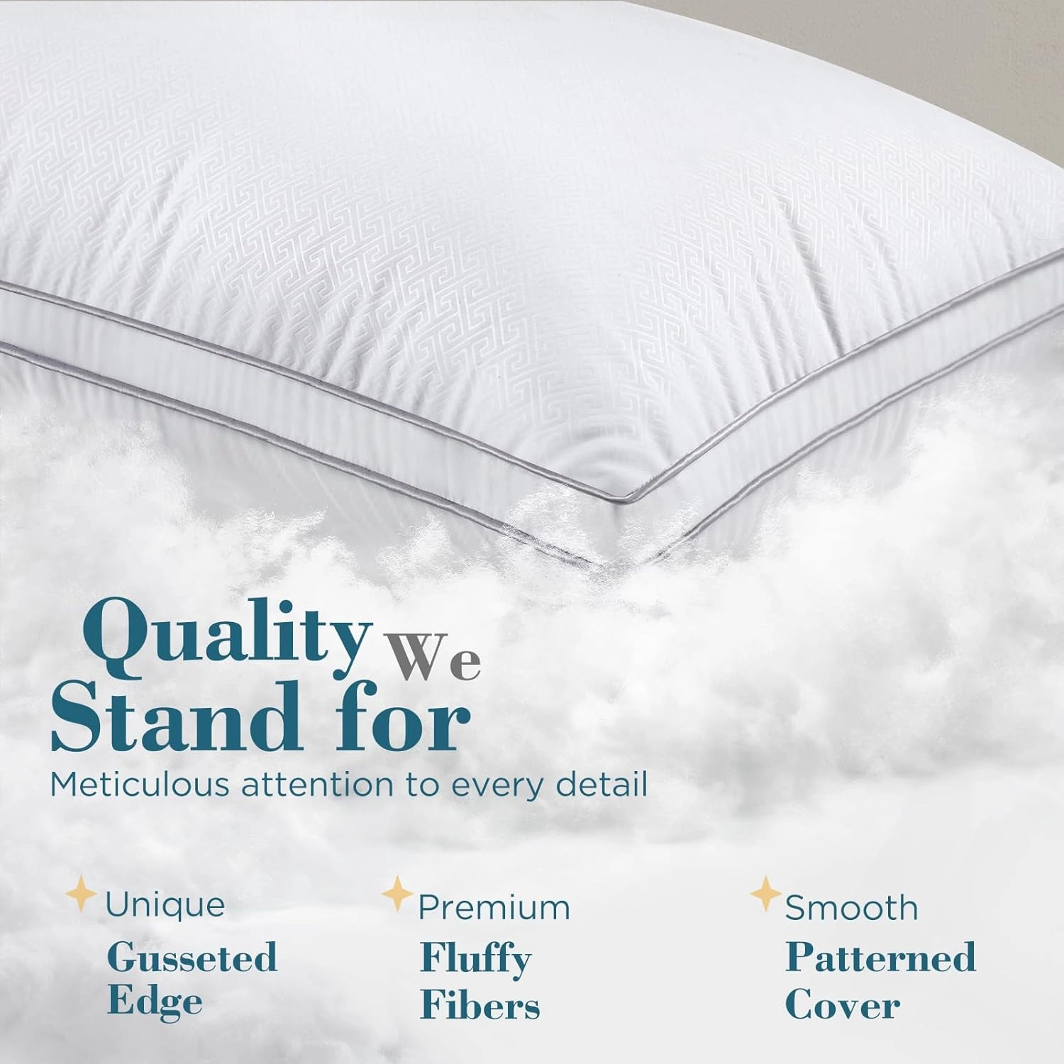 viewstar Pillows Queen Size Set of 2, Hotel Quality, Down Alternative Gusseted Bed Pillows for Side, Back, or Stomach Sleepers, White