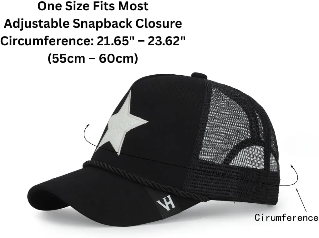 Vintage Havana Black Trucker Hats Women | Mesh Adjustable Snapback Hat | Men & Women Trendy Fashion Baseball Cap