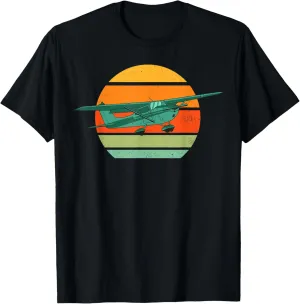 Vintage Pilot Aviation Airplane Light T-Shirt - Men's Unisex Adult Black Short Sleeve Classic Fit Crew Neck T-Shirt - Size Small