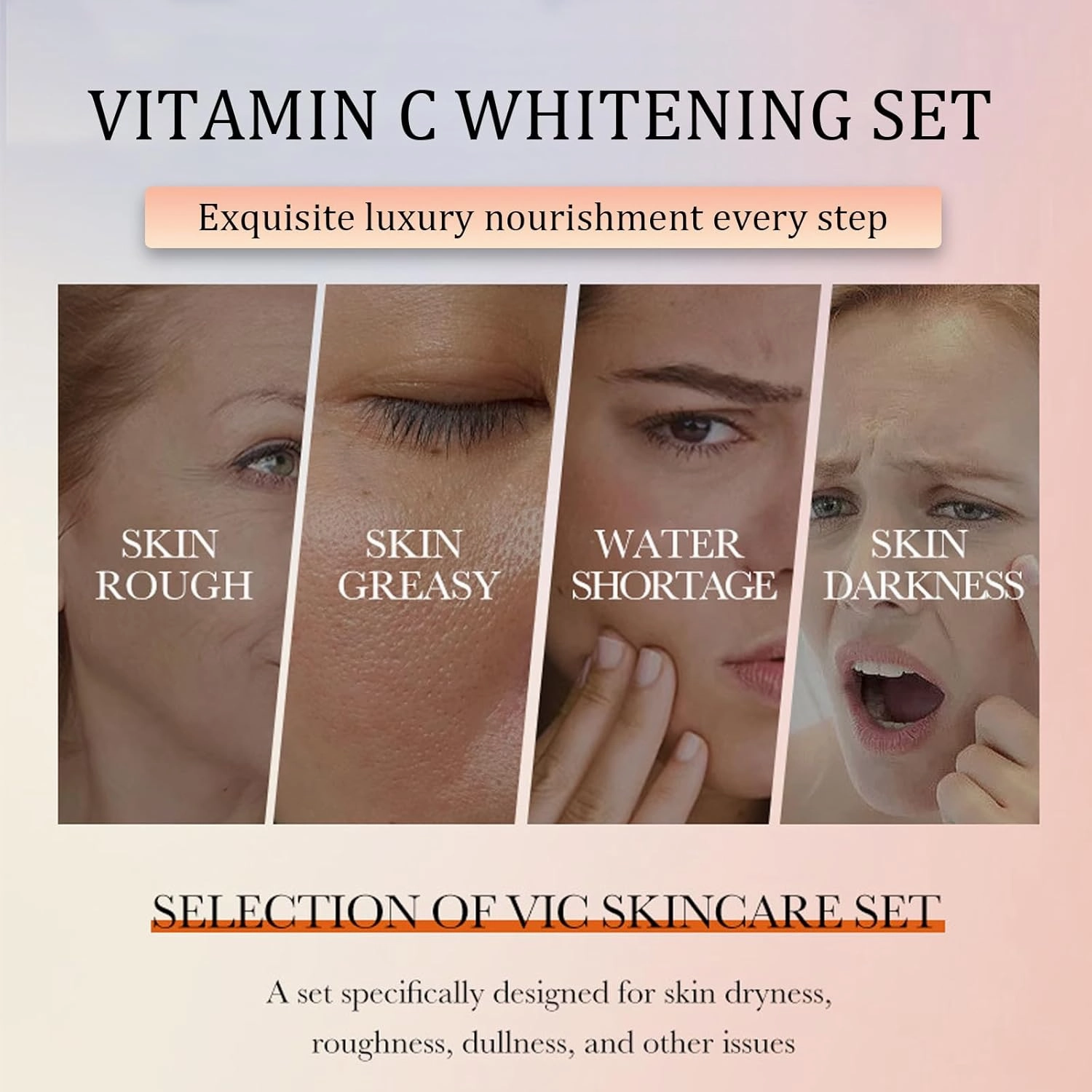 Vitamin C Skincare Set, 6-In-1 Skincare Gift Set With Cleanser, Toner, Serum, Moisturizer, Eye Cream & Body Lotion for Anti-Aging, Anti-Wrinkle（Unique Gift for Women） (6-In-1 Skincare Set)