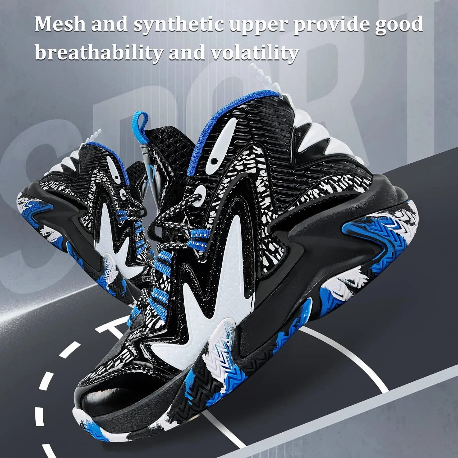 VITUOFLY Kids Basketball Shoes Boys Air Cushion Sneakers Girls Mid Top School Hoops Shoes Non-Slip Outdoor Sports Running Gym Comfortable Durable Little Kid/Big Kid