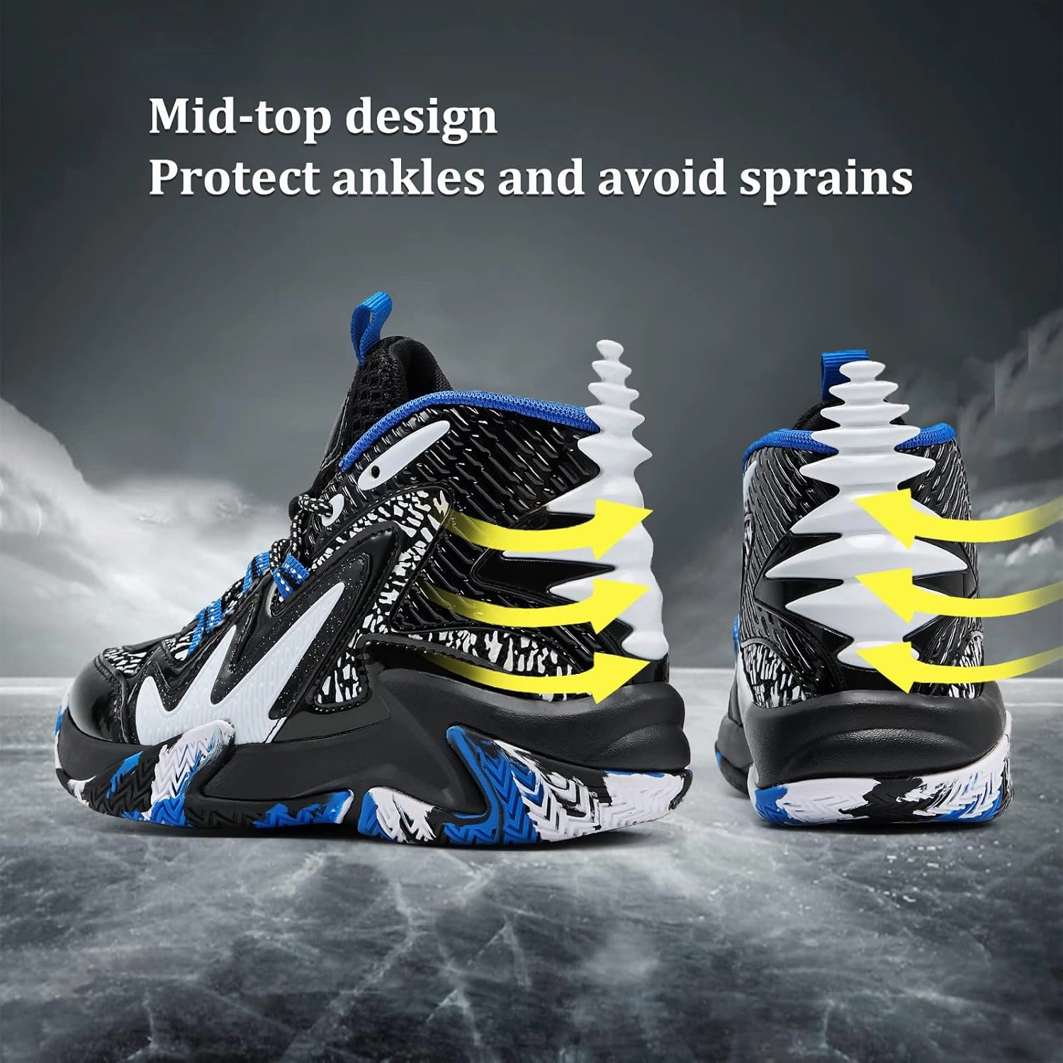 VITUOFLY Kids Basketball Shoes Boys Air Cushion Sneakers Girls Mid Top School Hoops Shoes Non-Slip Outdoor Sports Running Gym Comfortable Durable Little Kid/Big Kid