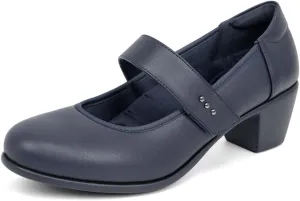 VJH confort Women's Mary Jane Pumps Low Block Chunky Heel Round Toe Dress Work Comfortable Shoes