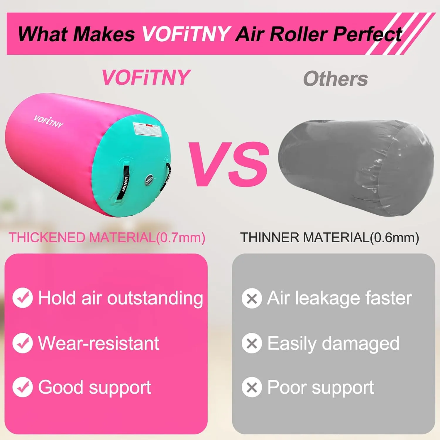 VOFiTNY Inflatable Gymnastics Air mat Tumbling Track with Air Barrel Octagon Mat with Pump for Home/Gym