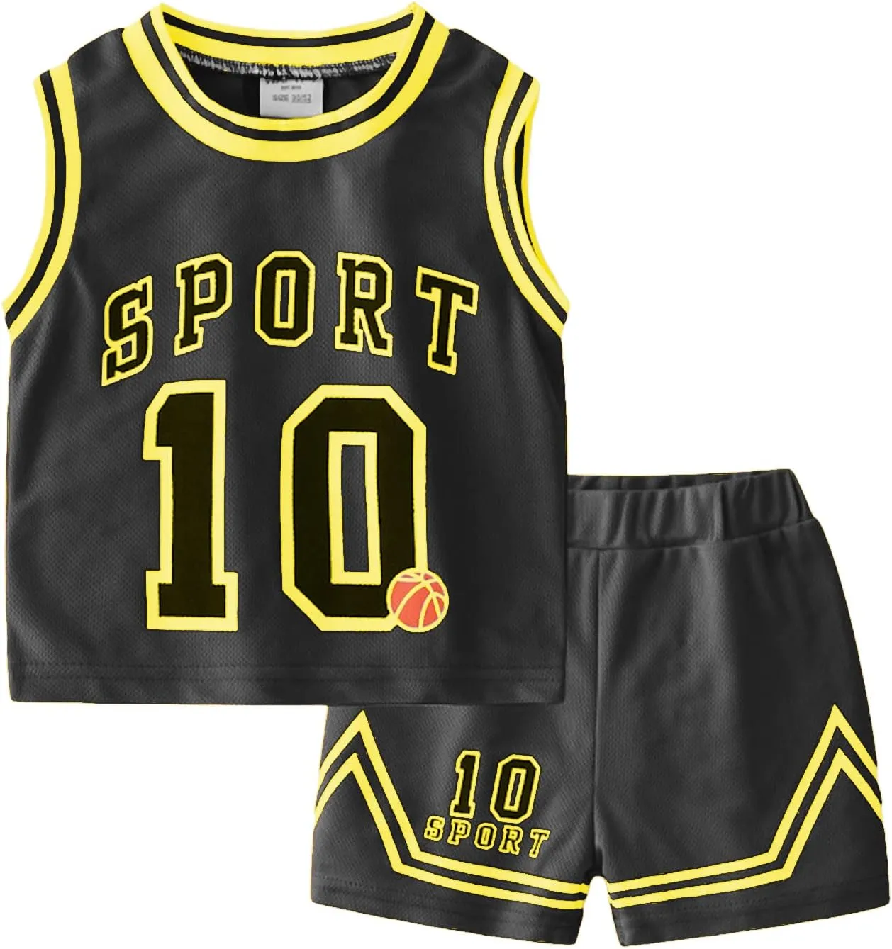 Volunboy Kids Sports Shorts Sets Boys Jerseys Tracksuit 2 Piece Basketball Performance Tank Top and Mesh Shorts Set