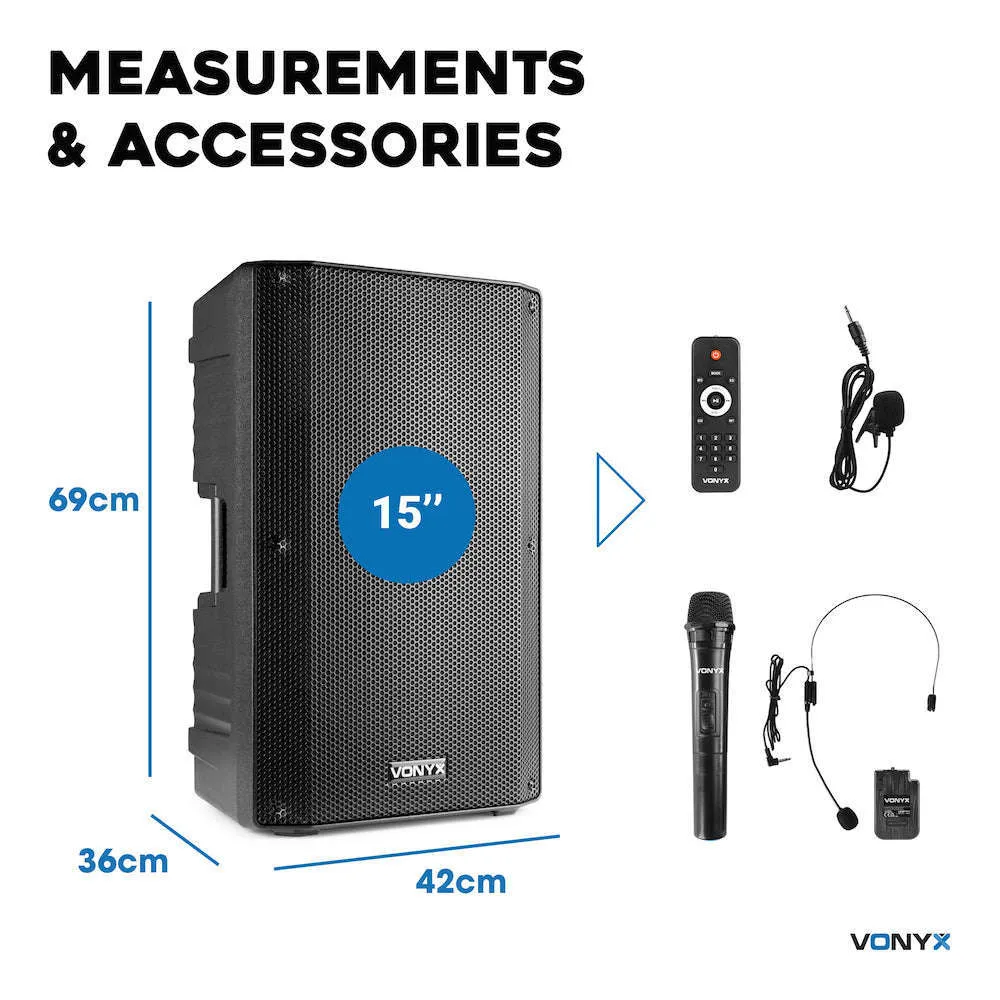 Vonyx VSA700-BP 15″ Portable PA System