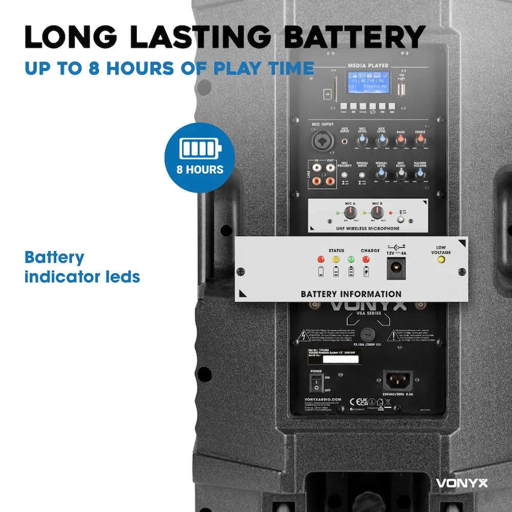 Vonyx VSA700-BP 15″ Portable PA System