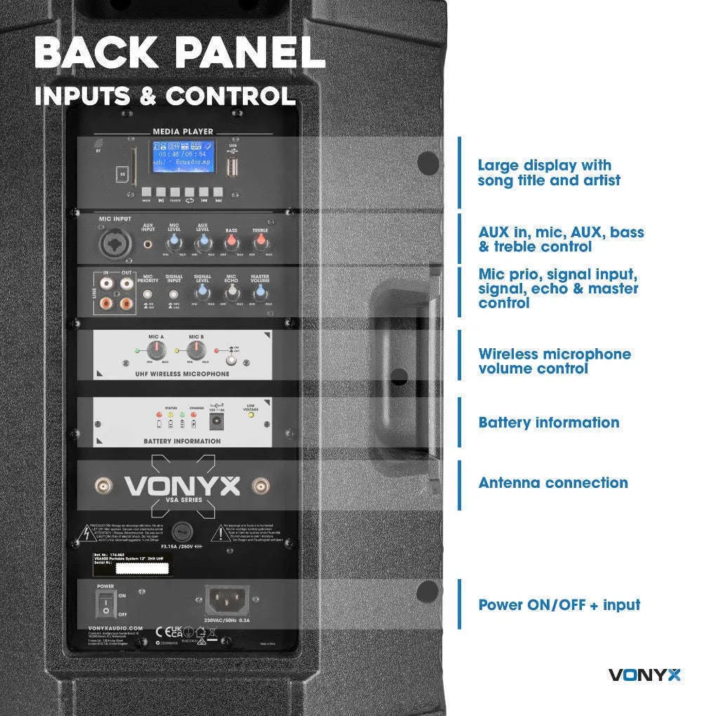 Vonyx VSA700-PA 15″ Portable PA System