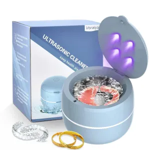 Voraiya Ultrasonic UV Cleaner for Dentures,Retainer,Dental Mouth Guard,Whitening Trays,Aligner,Jewelry Cleaner Ultrasonic Machine,2 Cleaning Modes,5 minutes/10 Minutes Automatic Timed Shutdown