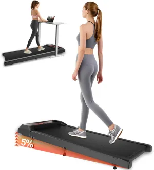 Walking Pad Treadmill, Under Desk Walking Mat with Incline for Home and Office, 2.5HP Low Noise Treadmill with Remote Control, Compact Design Walking Jogging Running Machine