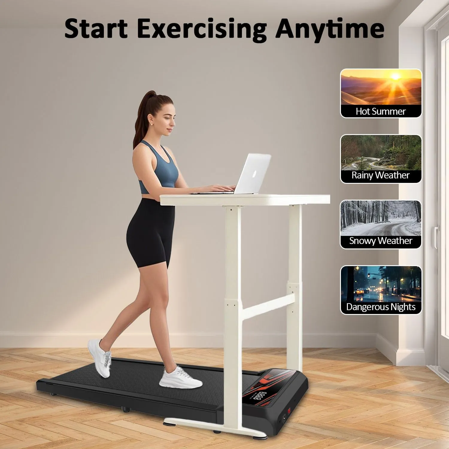 Walking Pad Treadmill, Under Desk Walking Mat with Incline for Home and Office, 2.5HP Low Noise Treadmill with Remote Control, Compact Design Walking Jogging Running Machine