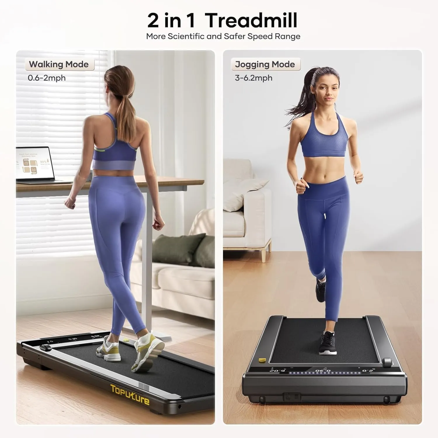 Walking Pad, Under Desk Treadmill for Home/Office with App & Remote Control, LED Touch Screen, Small Portable Walking Jogging Running Machine, 300lbs Capacity Compact Walking Treadmills, Assembly Free
