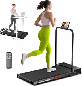 Walking Pad Treadmill with Handle Bar,Portable Treadmills for Home Office Small,3.0 HP Folding Mini Walking Pad with Remote Control,300 lbs Capacity,Tablet Holder,and LED Display