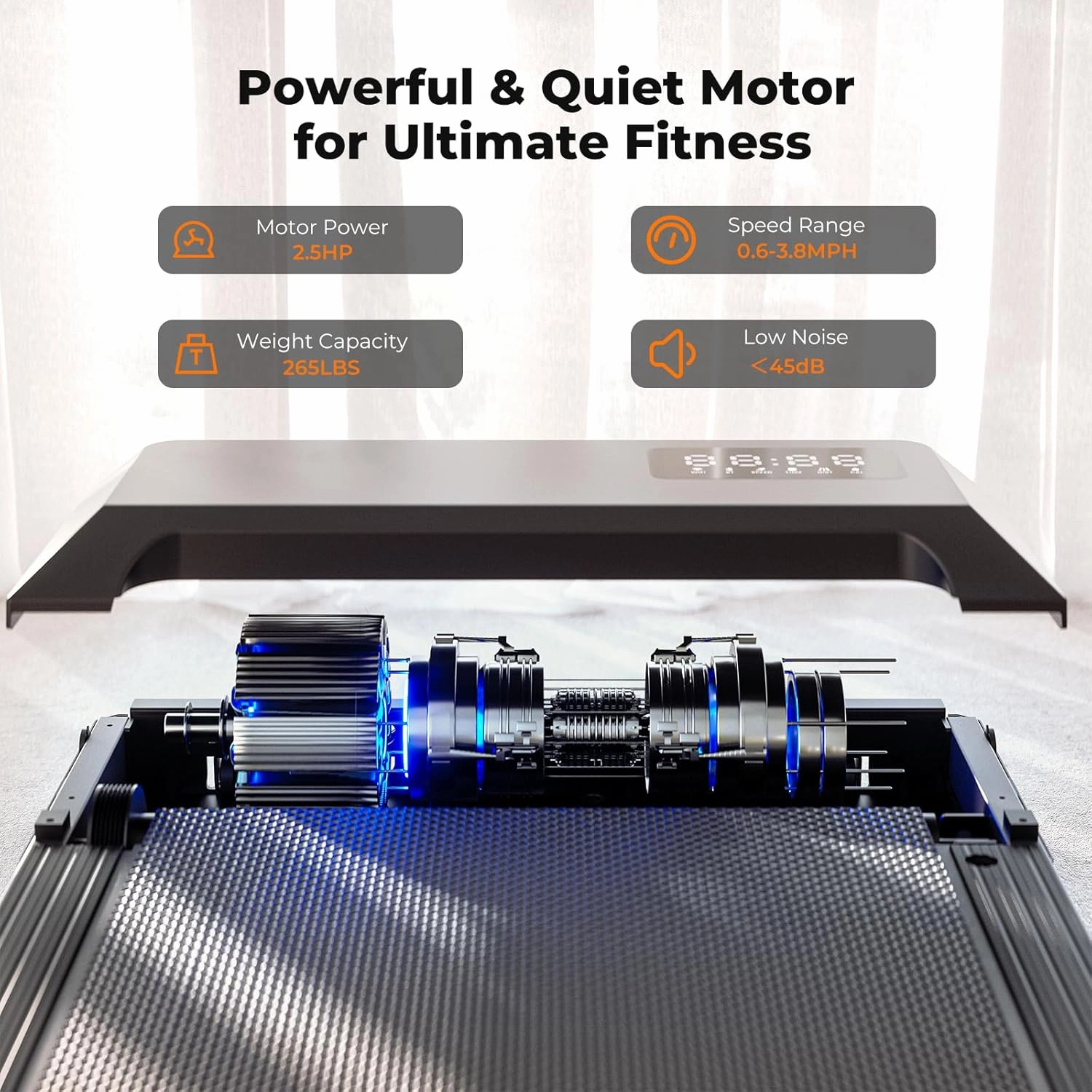 Walking Pad, Under Desk Treadmill, Mini Portable Treadmill with App and Remote Control, 2.2 HP Quiet Walking Jogging Machine for Office Home Use, 250 Lbs Capacity