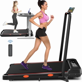 Walking Pad with Handle Bar, Folding Walking Pad Treadmill with Incline, Portable Compact Treadmills for Home Small Spaces, 2.5HP Walking Pad 300 lb Capacity with APP, Safety Lock, Remote Control
