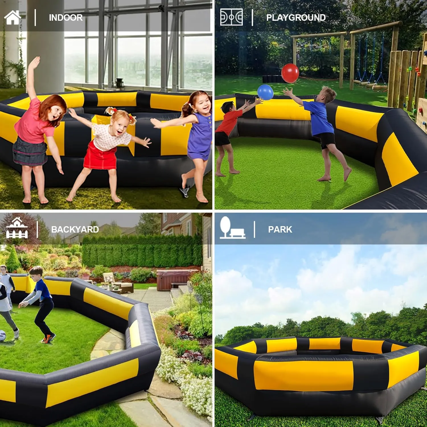 WARSUN 15FT Gaga Ball Pit Inflatable with Powerful Blower, Portable Gagaball Court for Indoor Outdoor School Family Activities Inflatable Sport Games