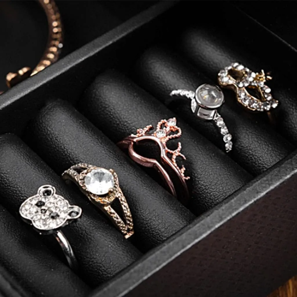 Watch Box Single For Men And Women Leather Watch Box Earrings Necklace Drawer Storage Box With Lock Transparent Glass Top Cover Luxury Watch Case Display Organizer(Size:34 * 12 * 13cm)