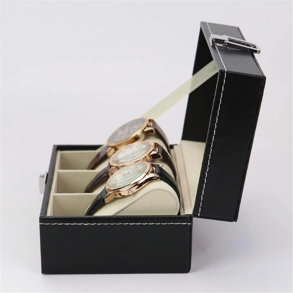 Watch Box 3 Watch Box Display Organizer Pu Leather Watch Case Holder with Compartments Transparent Window Jewellery Display Box with Lid Removable Exquisite/Photo Color/O