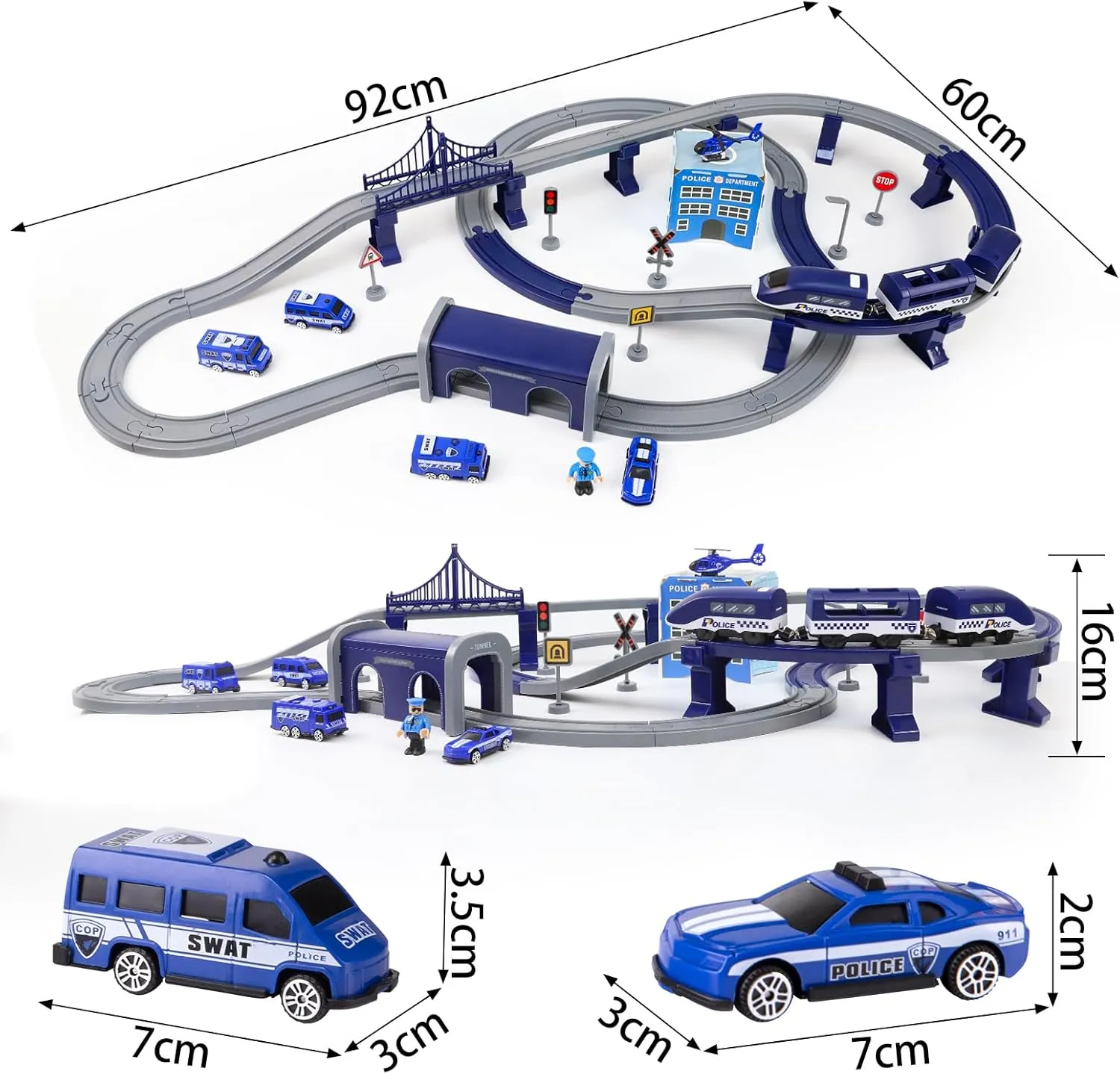 Wdmiya Train Set for Toddlers, 92 Pcs Train Toys for Kids Ages 3-8, Electric Trains Sets with Tracks (Magnetic Connection), Battery Operated Trains Birthday Gift for 3 4 5 6 7 8 Years Old